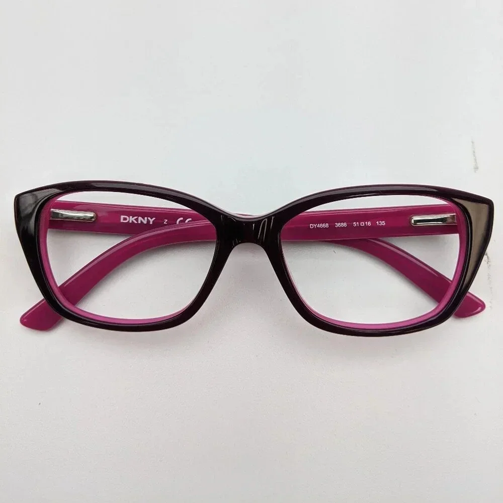 🕶️ DKNY DY4668 3686 Bordeaux on Pink Cat Eye Eyeglasses 51/16-135 / JLE302🕶️